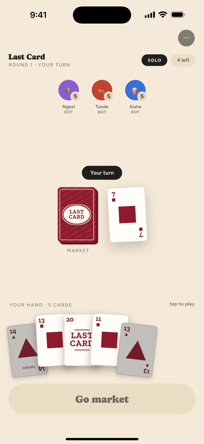 Faji: last card screen